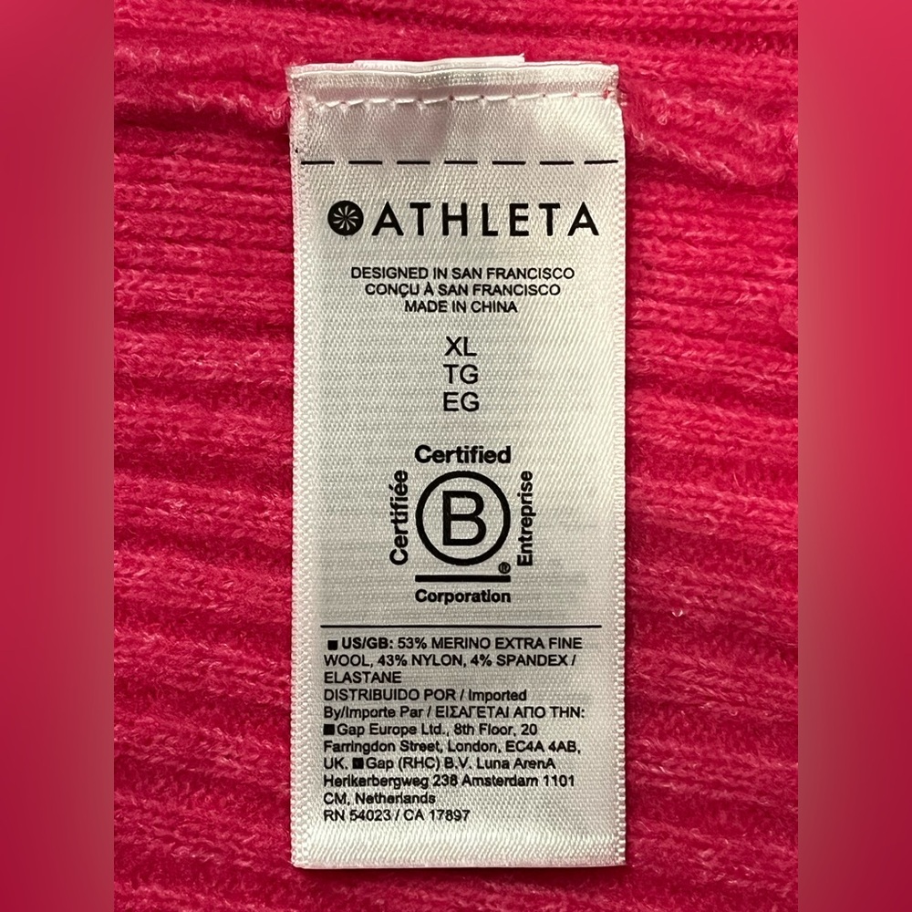 Athleta Merino Extra Fine Wool Blend Ribbed Sweater w. Boat neck - Pink - XL - Picture 14 of 16